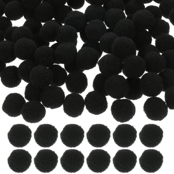 MRLESS Black Pom Poms for Crafts - 500 pcs Fluffy Plush Balls for DIY & Holiday Decor