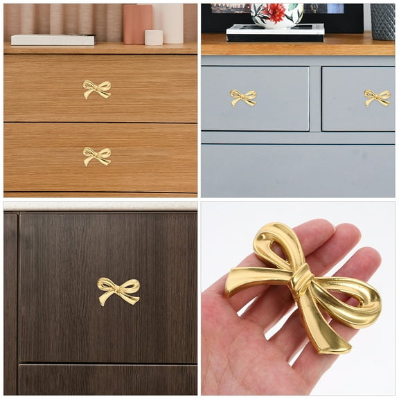 MRLESS Brass Bow Shaped Cabinet Handle Dresser Handle Decorative Drawer Pull Dresser Cabinet Hardware Handle for Wardrobes Cupboards and Kitchen Cabinets