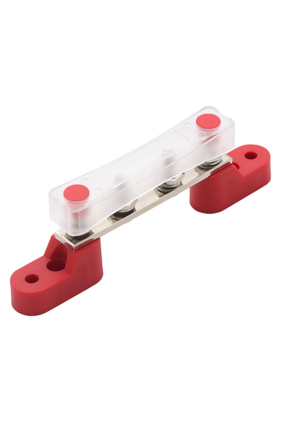 Copper Bus Bar with Four Terminal Studs and Screw Connections for Solar, Marine, Car, and Boat Current Distribution