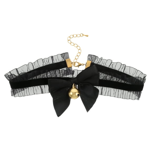 MRLESS Cute Bowknot Lace Choker Cosplay Lolita Neck Jewelry With Bell Elegant Look Choke Collar For Women Choker With Bell Choker Necklace For Woman