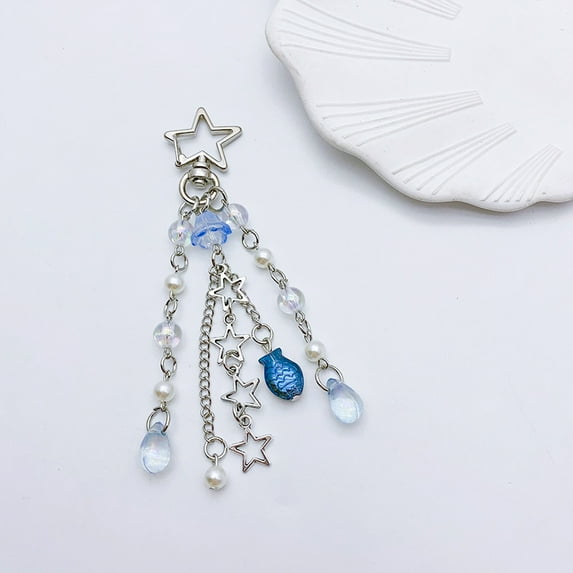 MRLESS Cute Keychain Aesthetic Ocean Style Key Pendant Hanging Decor Phone Case Charm Bag Accessory Backpack Decoration Present For Ocean Lovers