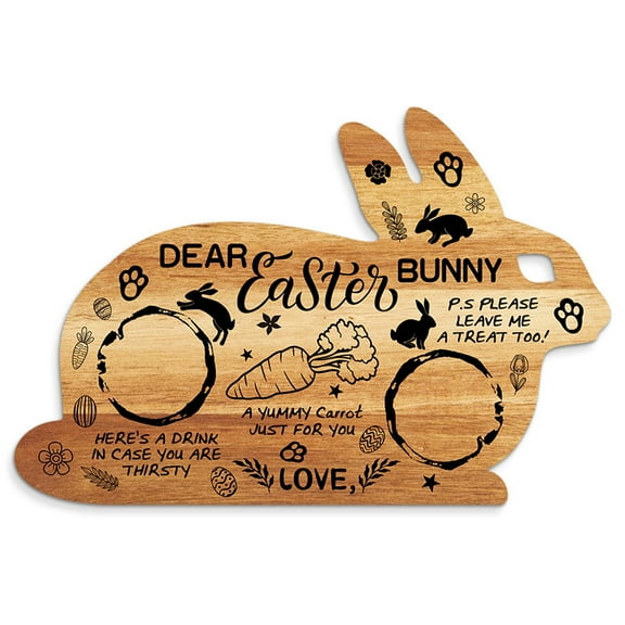MRLESS Easter Bunny Shaped Wooden Serving Platter Easter Kitchen Decoration For Serving Snacks Cookies