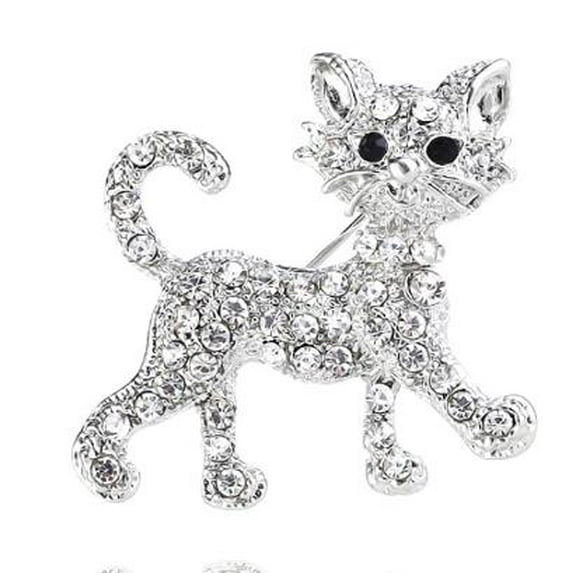 MRLESS Elegant Bling Cat Brooch Pin Rhinestone Cat Lapel Pin Cute And Sparkling Kitten Brooch For Suits Dresses Elegant Cute Animal Brooch Pin
