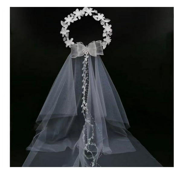 MRLESS Flower Headband Veil Artificial Flower Hair Band Veil Bridal Veil Wedding Veil Floral Crown Veil Bridal Wedding Headpiece