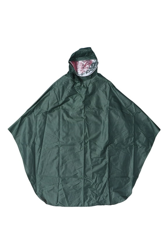 Green Hooded Rain Poncho Waterproof Lightweight Raincoat for Outdoor Activities