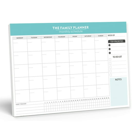 MRLESS Monthly Habit Tracker Calendar Notepad - Inspirational Motivational Planner Journal with Writable To-Do List for Goal Tracking Blue