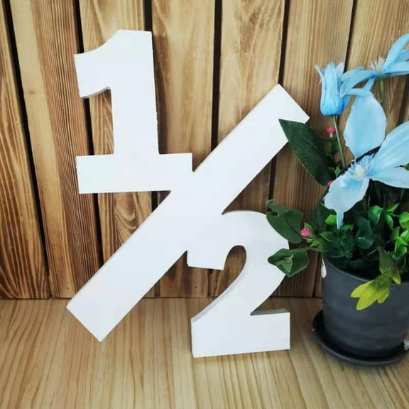 MRLESS Half Number Sign 1/2 Baby Birthday Party Supplies Half Birthday Decorations Freestanding 6 Month Photo Prop Decorative Wooden Birthday Numbers