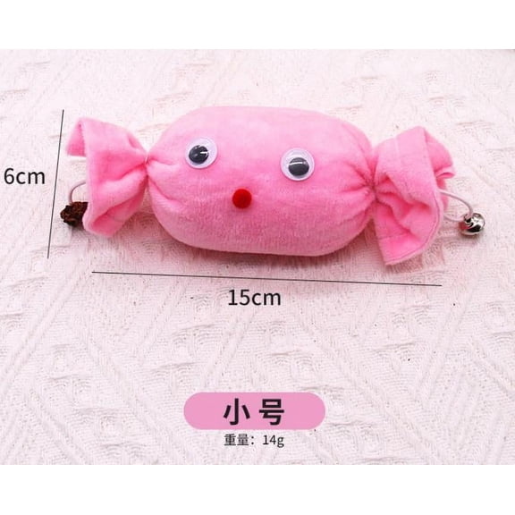 MRLESS Interactive Cat Toy With Bell Candy Shape Plush For Small Cats Soft Chew Toy Engaging Pet Toy Plush Cat Toys Candy Shape Toys