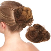 MRLESS Synthetic Hair Bun Scrunchy for Women, Faux Updo Elastic Band, Messy Curly Hair Bun Hairpiece, Fake Hair Bun Extension