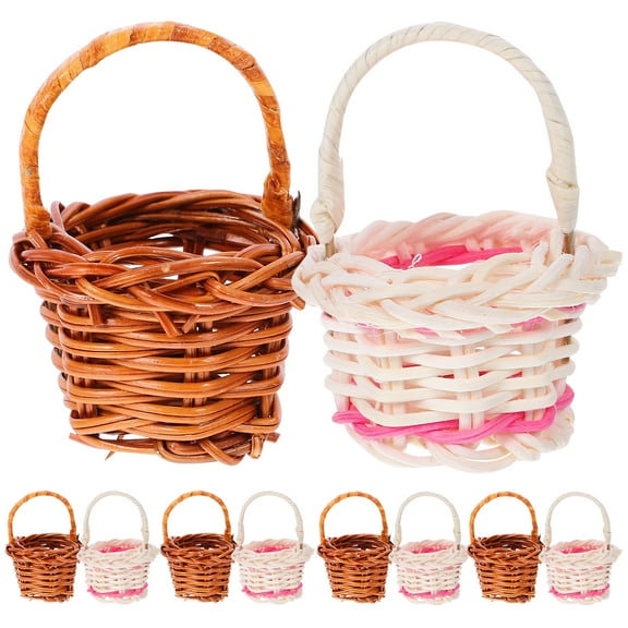MRLESS Small Woven Rattan Baskets for Picnic, Home Decor, Easter, Fruit Storage, and Toy Organization