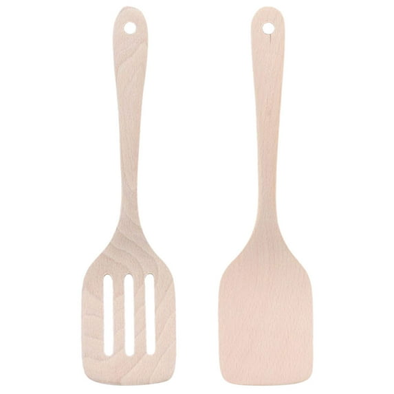 MRLESS Wooden Utensils Set - 2pcs Nonstick Spatulas for Cooking, Baking, and Kitchen Use