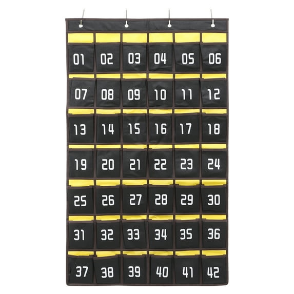 MRLESS Numbered Pocket Chart Wall Hanging Storage Organizer for Classroom and Home in Dark Grey