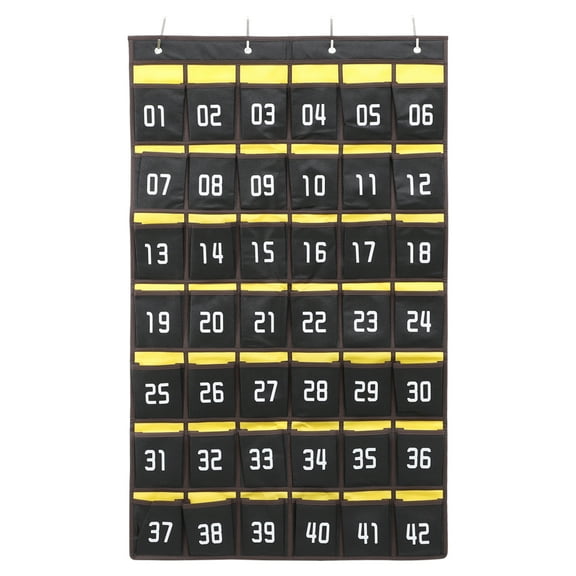 MRLESS Numbered Pocket Chart Wall Hanging Storage Organizer for Classroom and Home in Dark Grey