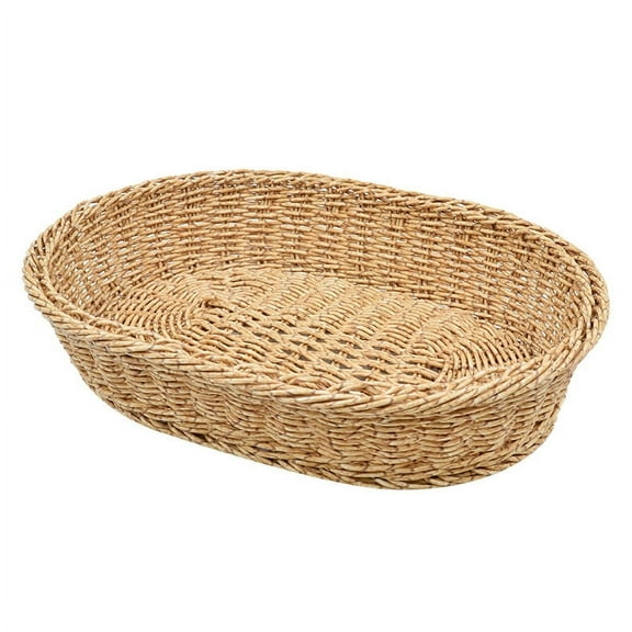 MRLESS Plastic Woven Bread Basket Oval Serving Basket Decorative Storage Bowl for Picnic, Vegetable, Restaurant, Hotel Use
