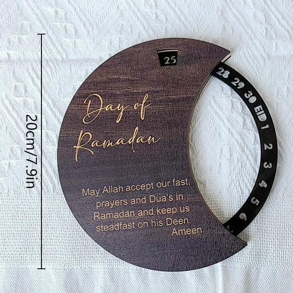 MRLESS Ramadan Wooden Countdown Calendar Rotatable Acrylic Wheel Eid Mubarak Calendar Decorative Desk Calendar for Ramadan Festival