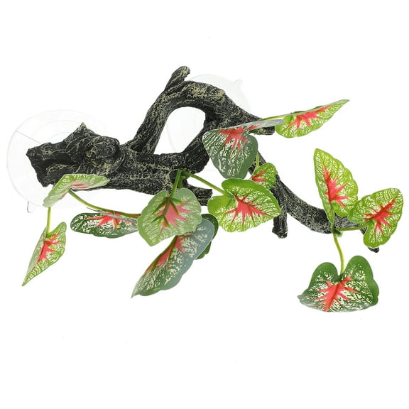 WEUVEB Terrarium Decor Reptile Driftwood Simulation Green Resin 1Pack