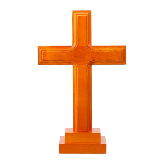 MRLESS Religious Easter Decorations Holy Standing Cross Wood Statue