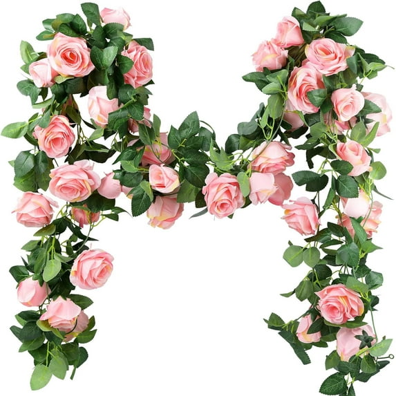 MRLESS Synthetic Floral Garland Featuring Realistic Silk Roses For Wedding Arches And Home Decor Fake Pink Flowers For Garden And Party Settings