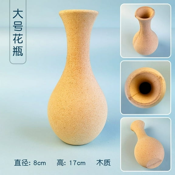 MRLESS Unfinished Wood Vase Blank for Hand Painting, Natural Vase Container, Craft Kit for Home Decor Brown L