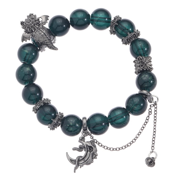 MRLESS Unisex Beaded Bracelet Dark Stone Beads Bracelet Ancient Bracelet with Moon Snake and Dragon Charms for Daily Wear Decorative Beaded Bracelet