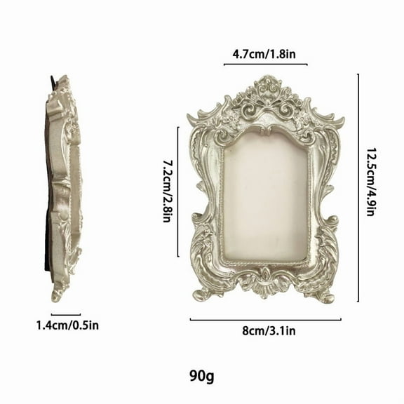 MRLESS Small Vintage Resin Picture Frame Antique Style for DIY, Gothic Wall Decor, Mini Jewelry Display, Retro Silver Hanging Frame