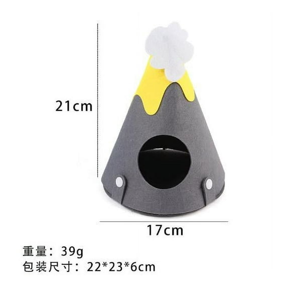 MRLESS Volcano Shaped Hideout for Guinea Pig Cozy Felt Small Animal Bed Washable Pet Hut for Hamsters and Hedgehogs