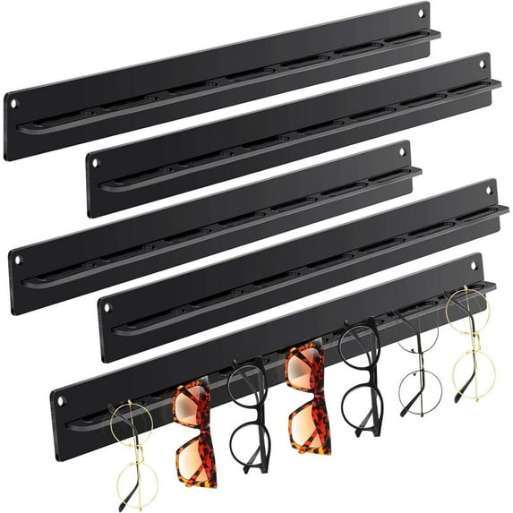 MRLESS Wall Mounted Acrylic Sunglasses Organizer for Multiple Glasses Eyeglass Storage Stand, Ideal for Bedroom or Living Room Display Black