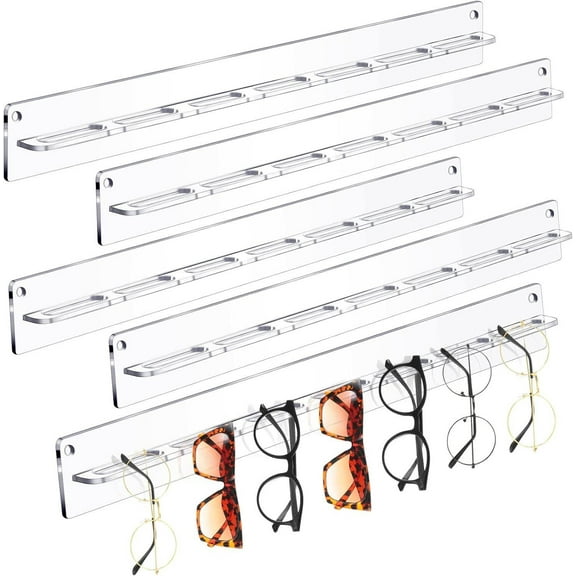 MRLESS Wall Mounted Acrylic Sunglasses Organizer for Multiple Glasses Transparent Eyeglass Storage Stand, Ideal for Bedroom or Living Room Display