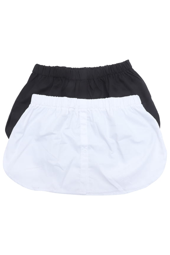 2-Pack White and Black Elastic Waist Shirt Extenders for Girls, Comfortable and Adjustable Fit