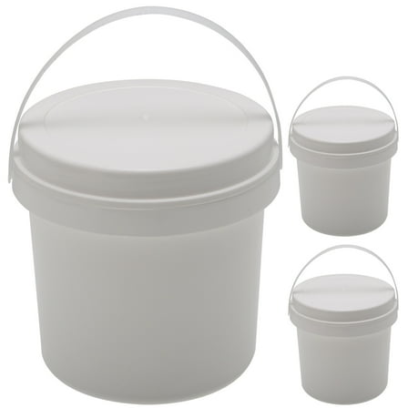 MRLESS White Plastic Bucket Toy Organizers 3pcs 1L 1 Gallon with Lid