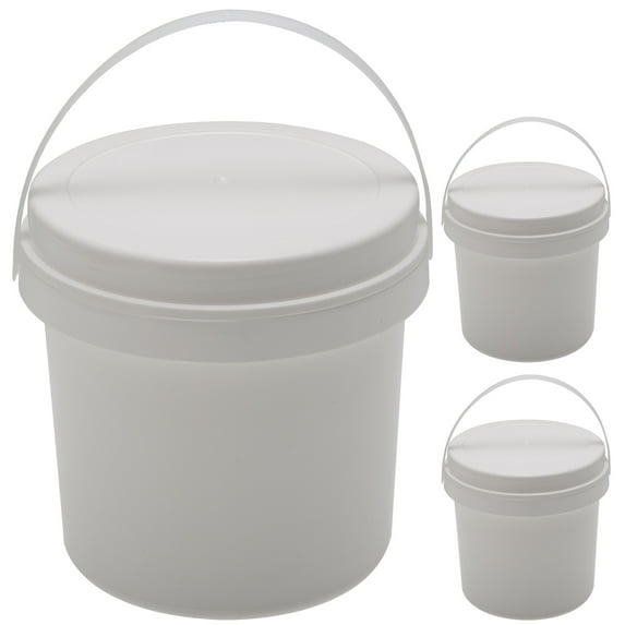 MRLESS White Plastic Bucket Toy Organizers 3pcs 1L 1 Gallon with Lid