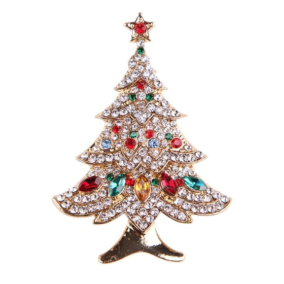 MRLESS Women's Rhinestone Christmas Tree Brooch Xmas Party Pin
