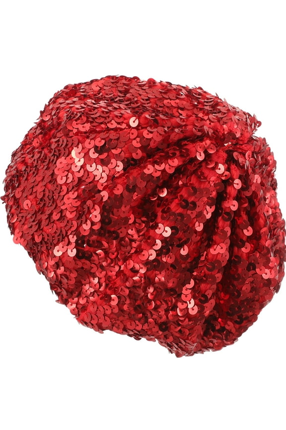 Women's Sparkling Sequin Beret Hat, Glittery Beanie for Party, Rave, Costume, Stylish Red Headwear Accessory