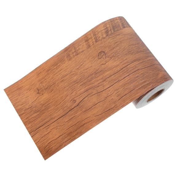 MRLESS Wood Grain Wallpaper Border Peel and Stick PVC Wall Decor Sticker for Bathroom Mirror Frame Light Brown