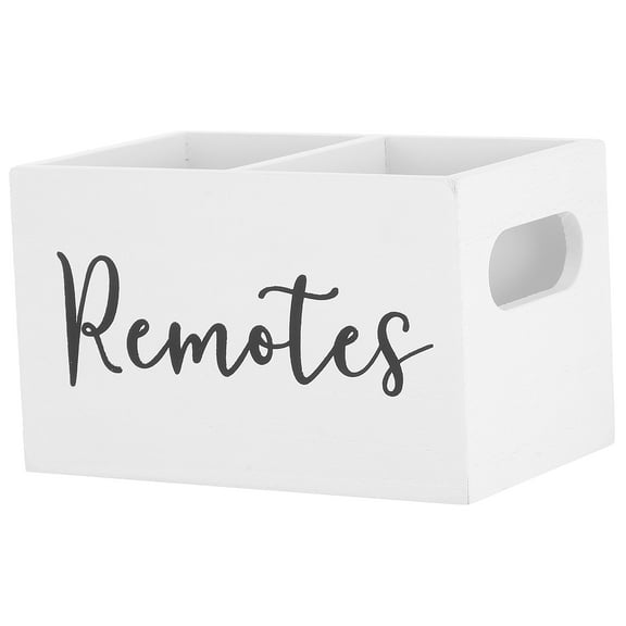 MRLESS Wooden Remote Control Holder Desk Organizer With Compartments Tv Remote Holder Tabletop Remote Storage Box Rustic Media Organizer For Living Room