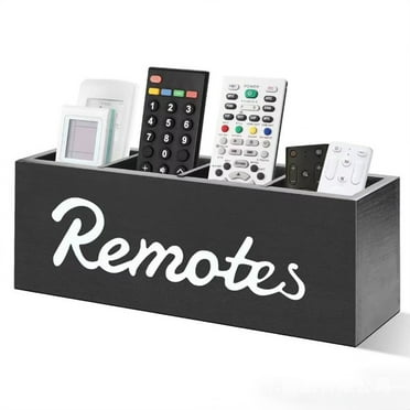 MRLESS Wooden Remote Control Storage Box TV Remote Holder Desk Caddy Organizer for Table Remote Organizer Black Pen Holder for Desk