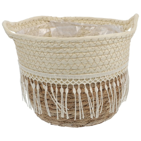 MRLESS Woven Planter with Liner Hand Woven Planter Basket Plant Flower Container Holder with Tassel