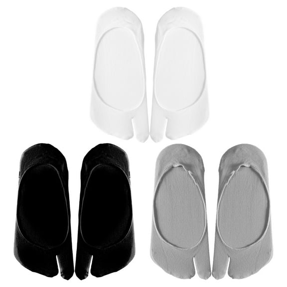 WEUVEB 3 Pairs Mesh Toe Separation Socks White Low Cut Daily Wear Women