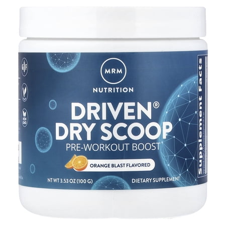MRM Nutrition Driven® Dry Scoop, Pre-Workout Boost, Orange Blast, 3.53 oz (100 g)