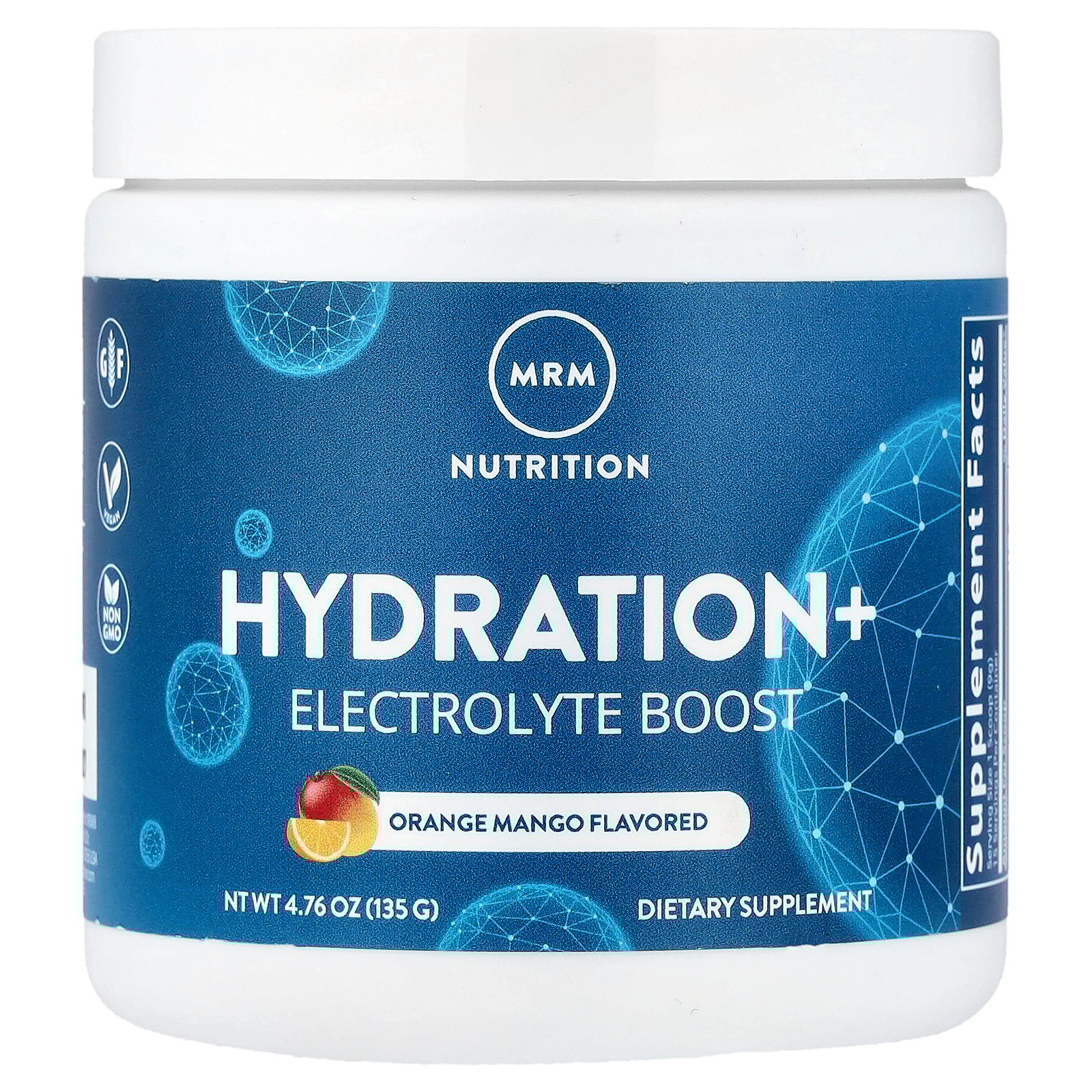 MRM Nutrition Hydration+ Electrolyte Boost, Orange Mango, 4.76 oz (135 g)