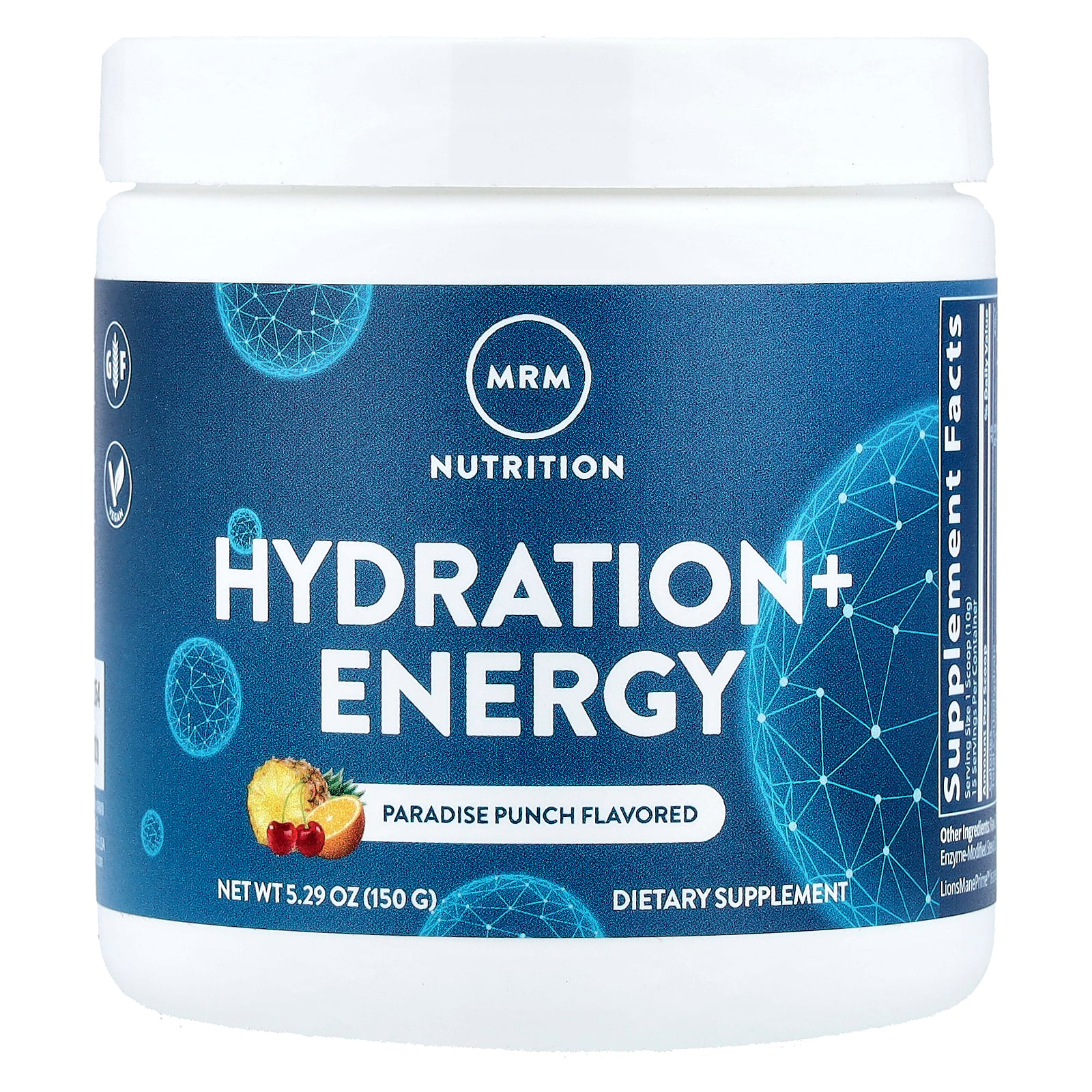 MRM Nutrition Hydration+ Energy, Paradise Punch, 5.29 oz (150 g)