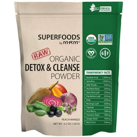 MRM Nutrition Organic Detox & Cleanse Powder, Peach Mango, 4.2 oz (120 g)