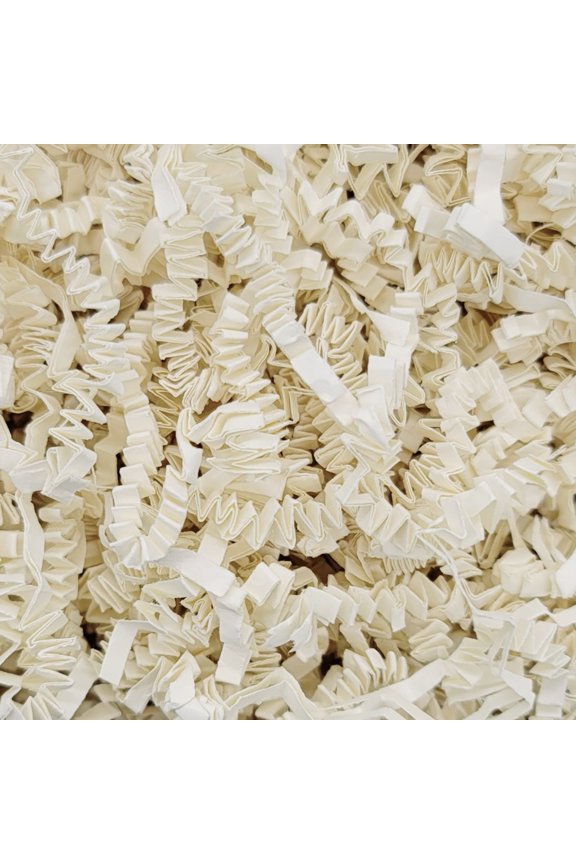 7oz Crinkle Cut Quality Paper Shred Fillers in Zip Lock Bag for Gift Baskets, Bags, Boxes. Make Gifts Look Pretty! Ivory
