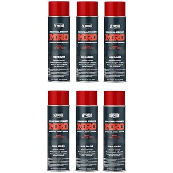 MRO Industrial-Grade High Solids Spray Paint  Safety Red (16 oz)  6-Pack  Durable Coating for Metal, Wood & Machinery  Part Number 620-1423$$Tools & Hardware Other
