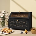 thumbnail image 1 of MROJISC 15" Double Wooden Layer Bread Box ,Corner Bread Box for Kitchen ,Large Storage Box, Black, 1 of 7
