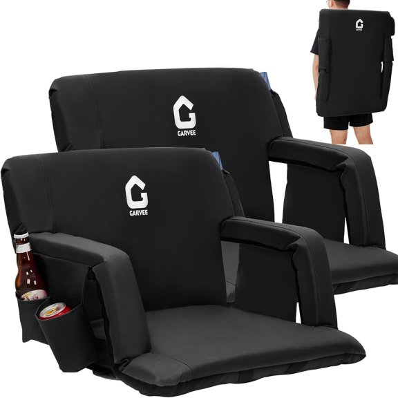 MROOBEST 20-Inch Wide Folding Stadium Seats in Black