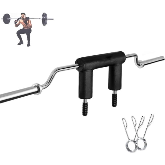 MROOBEST 700LB Steel Safety Squat Bar with 2 Barbell Clips Neck and Shoulder Pad Fits 2-inch Plates (Weights Not Included) for Strength Training