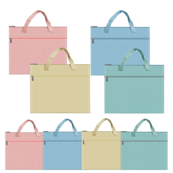 MROOBEST A4 Water Resistant Document Bags-Durable Handles-Canvas PVC Zipper 8pcs 38*30cm