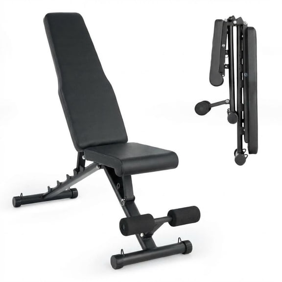 MROOBEST Adjustable Weight Bench for Home Gym Foldable Workout Bench with Leg Developer Preacher  Black