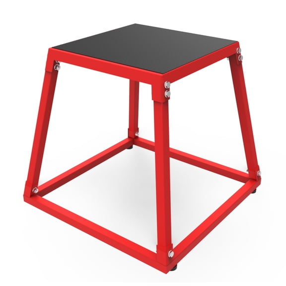 MROOBEST Durable Anti Slip Steel Plyometric Jump Box Set Multi Height Exercise Step Platform for Indoor Outdoor Use Home Garage Organization red